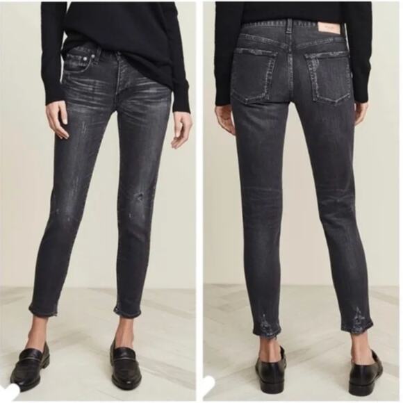 Moussy Velma Distressed Skinny Jeans 24 Faded Black - Picture 1 of 8